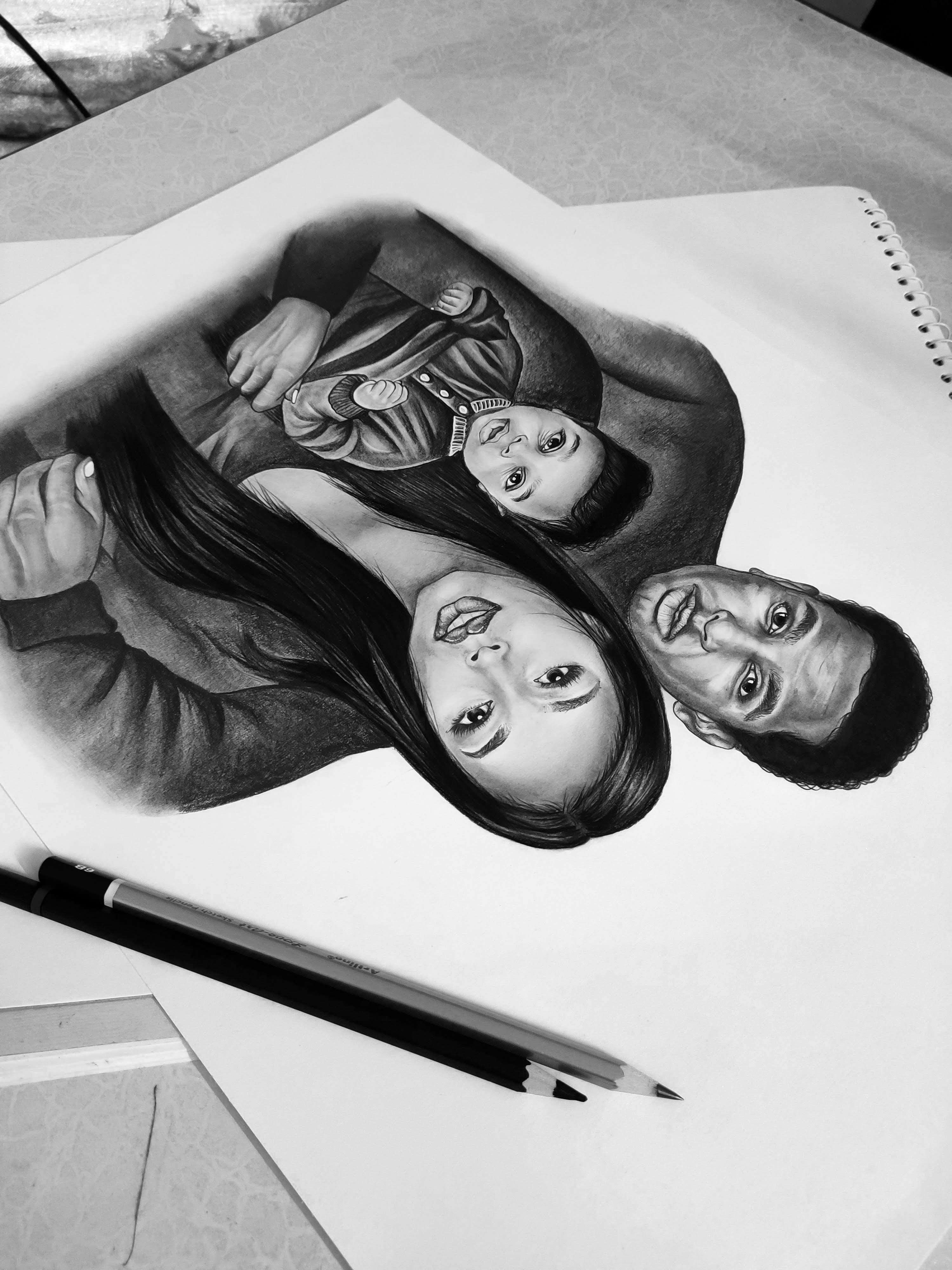 a sketck of three person